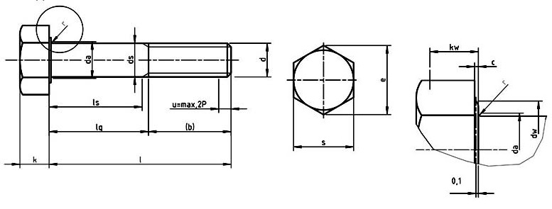 DIN 601 Hexagon head bolts with nut