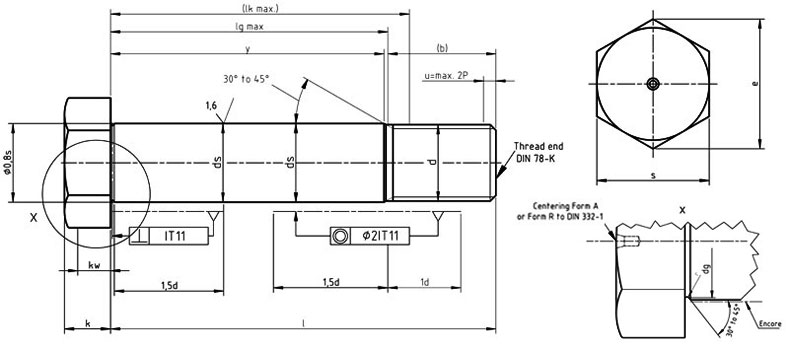 DIN 609 Hexagon fits bolts with long thread